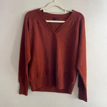 BEANSIMON 빨간색 주홍색 V넥 긴팔 스웨터