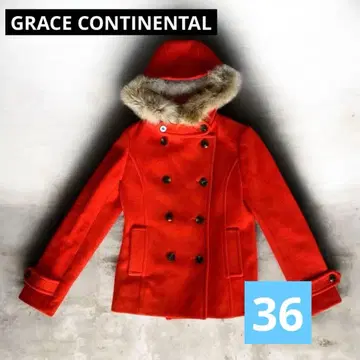 GRACE CONTINENTAL 피코트 오렌지 퍼 포함