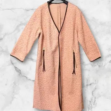 야마다야 스콧 클럽 파이핑 보아 노카라 코트 더스티 핑크