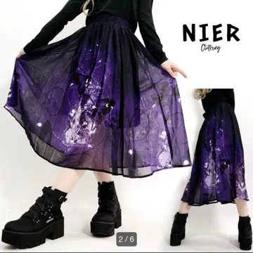 NieR 버터플라이 롱 스커트 보라색 판매 종료 나비 시어 스커트