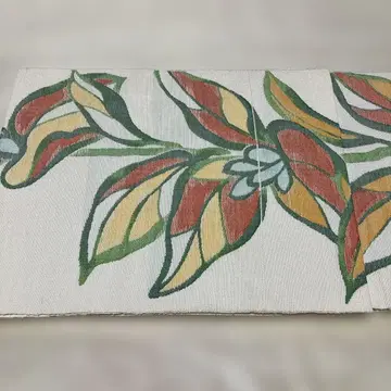 화이트 베이스 꽃무늬 나고야 오비 솔잎 매듭 고품질