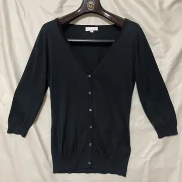 JOHN SMEDLEY 블랙 V넥 5부 소매 코튼 가디건 M