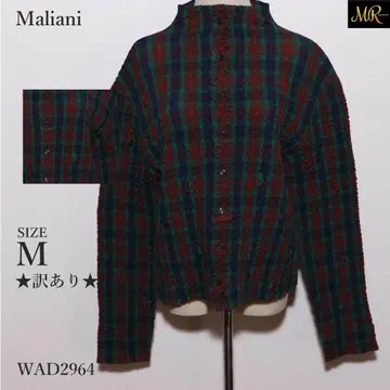 하자품 Maliani 상의 셔츠 긴팔 체크 앞트임 프릴풍 입체감