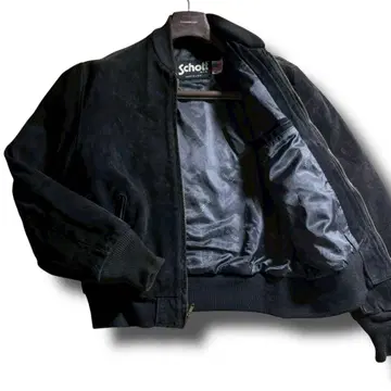 레어 샷 봄버 자켓 스웨이드 L 상당 블랙 블루종 남성용