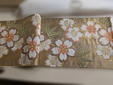 벚꽃 무늬 골드 컬러 반폭 오비