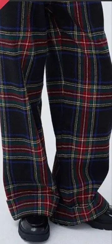 체크 와이드 팬츠