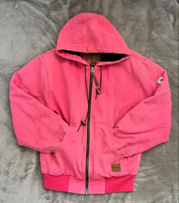 지퍼 후드티 구제 의류 충전솜 짧은 기장 핑크 더블 지퍼 후드티