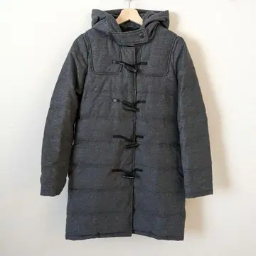 띠어리 더플 다운 코트 롱 다크 그레이 후드