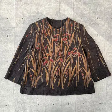 일본풍 패턴 빈티지 초화 프린트 노카라 자켓 11호 쇼와 레트로