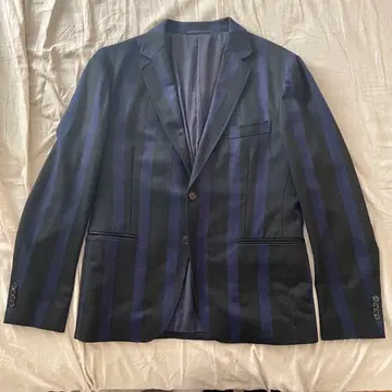 블랙 x 블루 스쿨 스트라이프 자켓