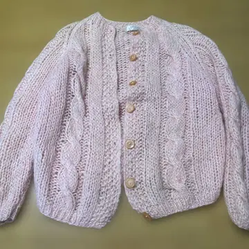 이탈리아 빈티지 플라워 오렌지 핑크 니트 가디건