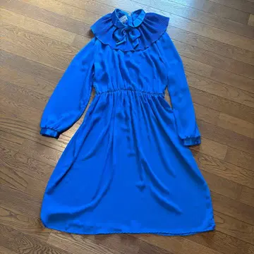 빈티지 블루 프릴 옷깃 리본 원피스 vintage 파랑