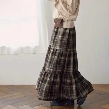 GeeRA 체크 무늬 캉캉 스커트