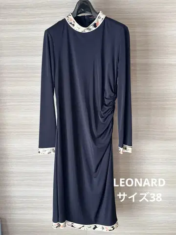 LEONARD 긴팔 원피스 / 네이비 38