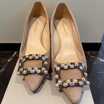 FABIO RUSCONI 베이지 스웨이드 펌프스 24cm