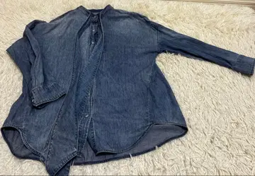 [ 새상품급 ] passione 데님 보타이 블라우스 파시오네 데님 셔츠