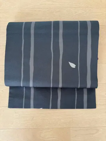 순수 실크 나고야 오비 구스나고야 나고야 재단 벚꽃 꽃잎 줄무늬 그레이