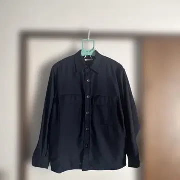 네이비 긴팔 셔츠 버튼 오버 셔츠