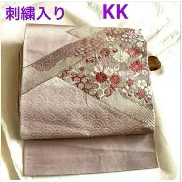 후쿠로 오비 순수 실크 자수 캐주얼 오비 라벤더 KK