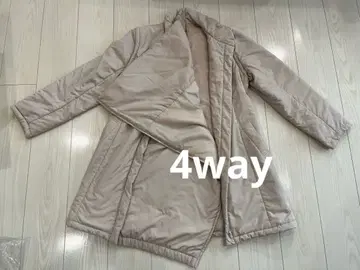 맘 코트 베이지 후드 부착 롱 다운 자켓