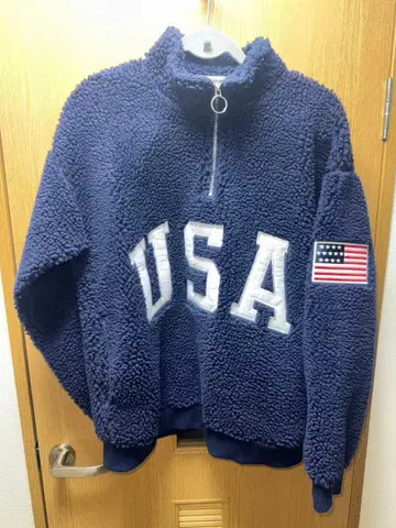 USA 로고 네이비 플리스 자켓 M