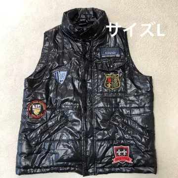 BAD BOY 퍼 충전솜 다운 베스트 광택 y2k 와펜 자수 사이즈 L