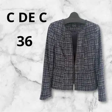 Coup de Chance 네이비 트위드 노카라 자켓 36