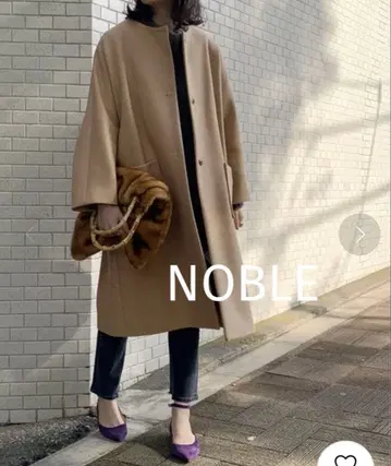 새상품급 NOBLE MANTECO 미들 코트 카멜