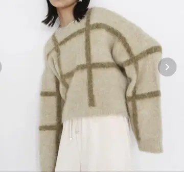 [헤라무] 샤기 체크 니트 풀오버