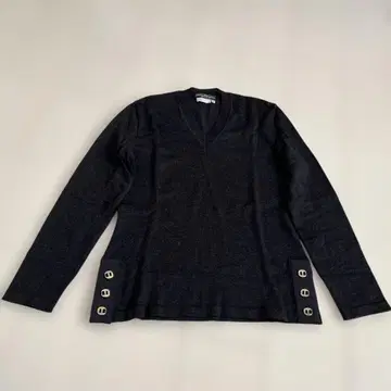 Salvatore Ferragamo 차콜 그레이 V넥 니트