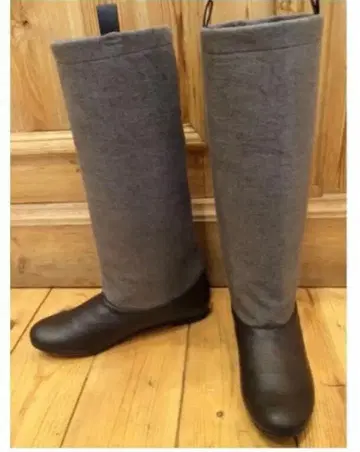 새상품급 드 페밀리 비에라 x 인조 가죽 바이컬러 배색 롱 부츠 일본제