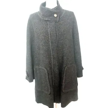 다크 그레이 롱 코트 버튼 포함