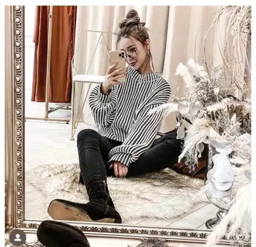 glamlips 스트라이프 니트 스웨터 긴팔