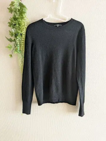 L, 캐시미어 크루넥 스웨터, UNIQLO, 블랙