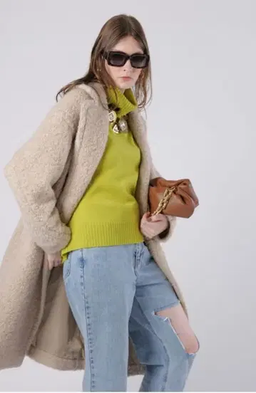 새상품 24AW 알파카 테디베어 코트 보아