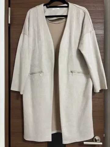 TRUDEA 베이지 롱 코트 지퍼 포켓 브랜드 미사용 새상품