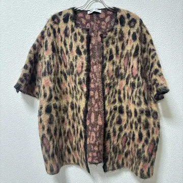 [ ZARA ] 새상품급 알파카 울 니트 케이프 코트 레오파드 무늬 M