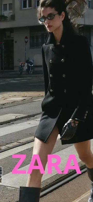 [ ZARA ] 더블 프레스 코트 블랙