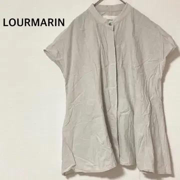 LOURMARIN 밴드 카라 셔츠 코튼 100% 심플 무지