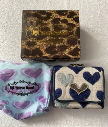 Think Bee! 하트 무늬 3단 폴더형 지갑 네이비