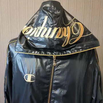 Champion 후드 부착 저지 블랙 윈드 브레이커