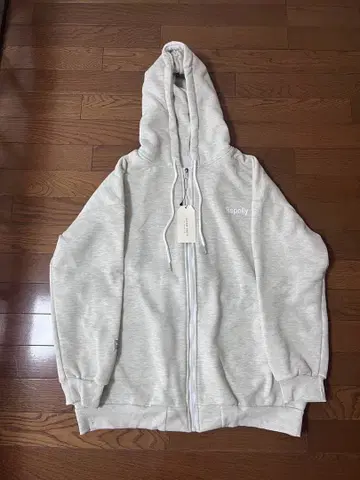 Anchor Smith 오버 사이즈 로고 지퍼 후드티 라이트 그레이 L