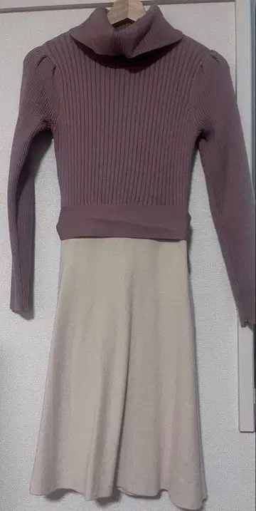 MIIA 니트 원피스 긴팔 핑크