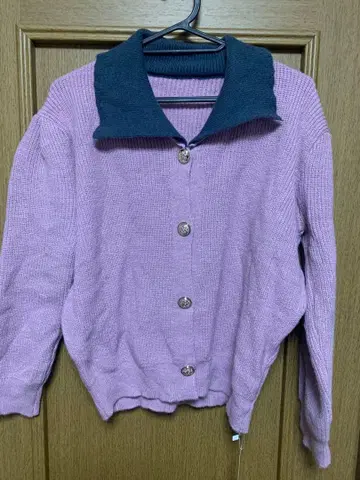 클리어 카라 부착 니트 핑크 라벤더