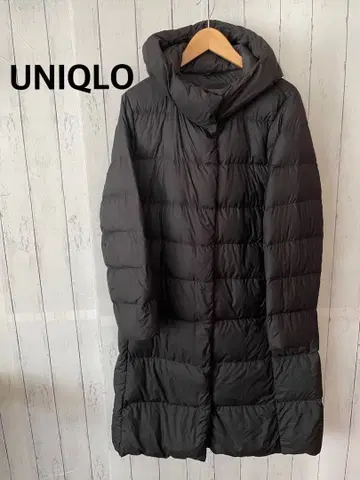 [ 멋진 일품 ] UNIQLO 후드 부착 퀼팅 롱 코트 XL 블랙