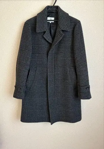 빔즈하트 코트 44 체크 다크 그레이 울