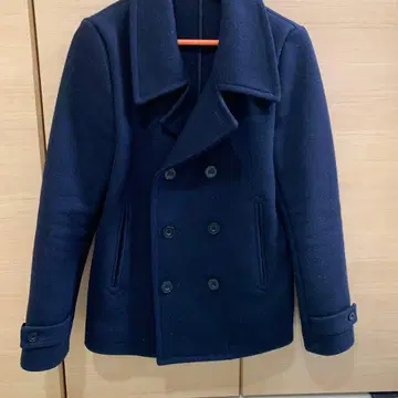 Magine 네이비 더블 브레스트 피 코트 46