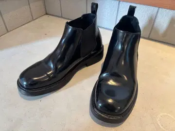 블랙 가죽 사이드 고어 부츠