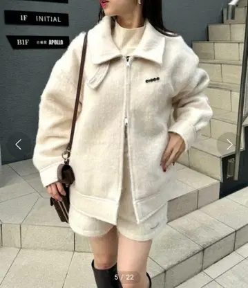 택 포함 새상품 Chico 샤기 지퍼 블루종