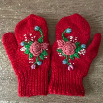 [ CHILD WOMAN ] 장갑 네팔 핸드 니트 자수 미튼